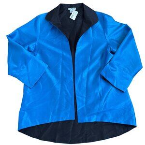 Grace Chuang Blue Black Open Cardigan Top Women's Size XL NWT